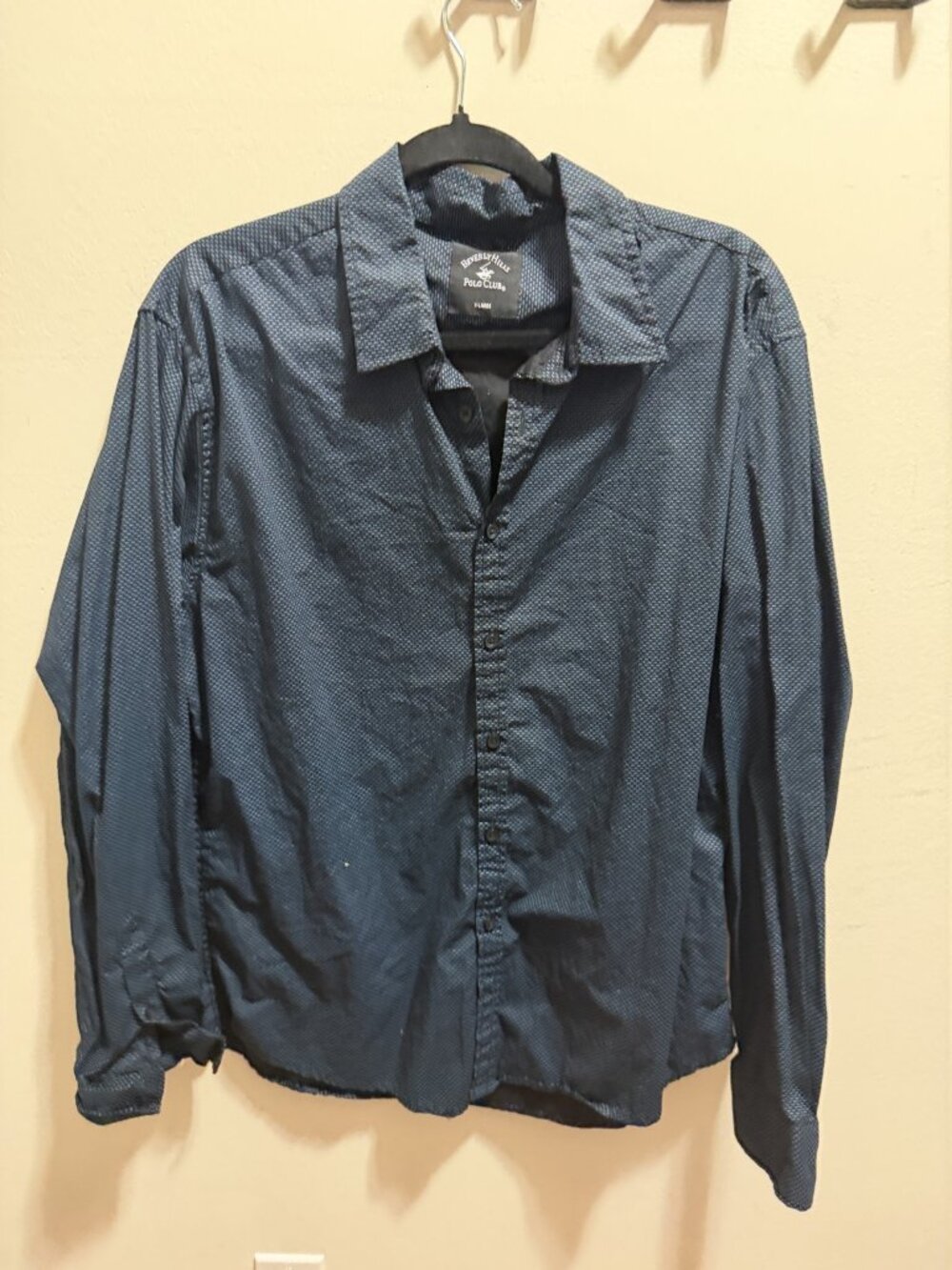 Beverly Hills Polo Club Men's Navy Blue Dress Shirt Size XL